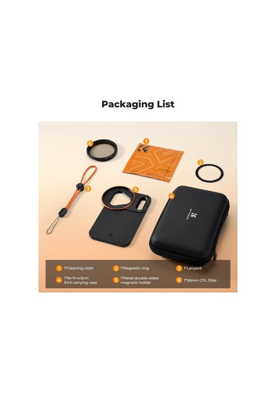 K&f Concept Apple iPhone 17 Pro Max Uyumlu Cpl Filtre + Manyetik Filtre Montaj Adaptörü