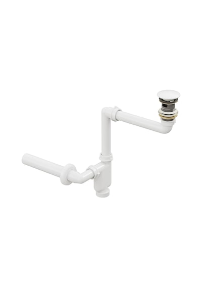 Aqua Bagno Comfort Yer Kazandıran Lavabo Sifonu + Pop-up Sifon, Beyaz Seramik Başlıklı ,taşma Delikli, 1 -1/4 Beyaz