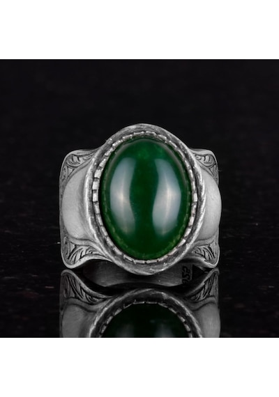 Doğal Taş Yüzük, 925 Ayar Gümüş Yüzük, Jade Gümüş