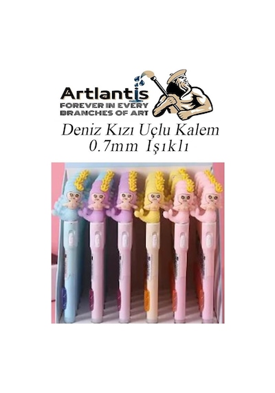 Işıklı Deniz Kızı Uçlu Kalem Seti Mor 0.7 Mm 1 Paket Denizkızı Başlıklı Versatil Kalem Süslü Silikonlu Hediyelik Kalem Mor