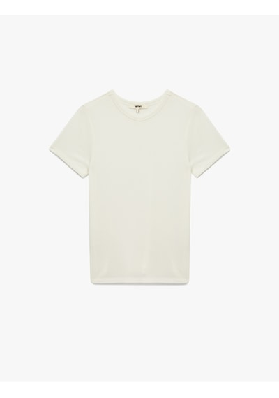 Koton Viskon Kumaş Ribanalı Slim Fit Kısa Kollu Bisiklet Yaka Basic Tişört Ekru 7wak50010ek Koton Viskon Kumaş Ribanalı Slim Fit Kısa Kollu Bisiklet Yaka Basic Tişört Ekru 7wak50010ek