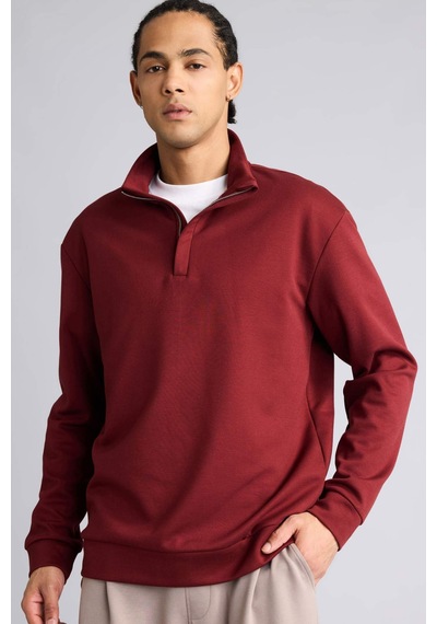 Defacto Standart Fıt Modal Sweatshirt G8148ax25wnbr169 Bordo-br169