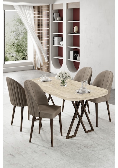 Canisa Kaye Serisi Mdf 90x168 Traverten Mutfak Masası Takımı 4 Cappucino Sandalye Traverten Masa Cappucino Masa Canisa Kaye Serisi Mdf 90x168 Traverten Mutfak Masası Takımı 4 Cappucino Sandalye Traverten Masa Cappucino Masa