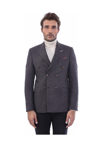 Wessi Kruvaze Slim Fit Erkek Kahverengi Ceket Kahverengi