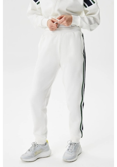 Lacoste Women's Joggers Slim Fit Renk Bloklu Organik Pamuk Kadın Eşofman Altı Beyaz