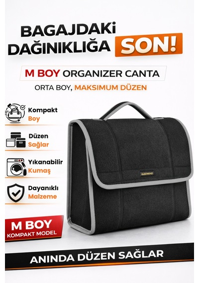 Oto Bagaj Organizer Bagaj Çantası M Boy Kaymaz Cırt Bantlı Velur Kompakt Düzenleyici - Mcx4