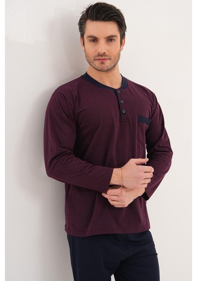 Markalinda 3130 Bordo Büyük Beden Erkek Pijama Takımı Bordo