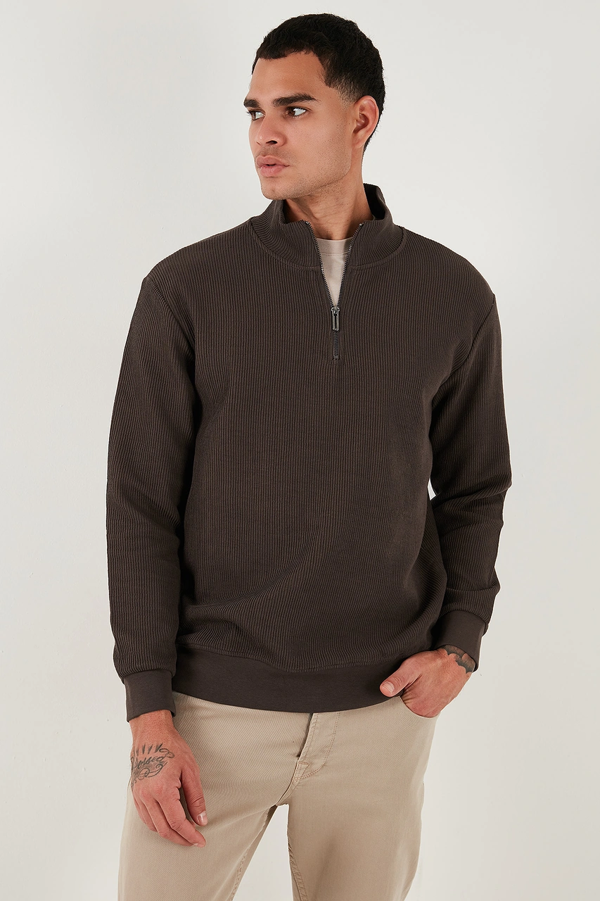 Buratti Pamuklu Regular Fit Yarım Fermuarlı Dik Yaka 2'Li Paket Erkek Sweat 5905716S2 Siyah-Koyu Kahve Buratti Pamuklu Regular Fit Yarım Fermuarlı Dik Yaka 2'Li Paket Erkek Sweat 5905716S2 Siyah-Koyu Kahve