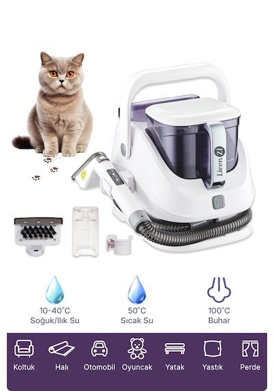 Livenzi Jjb-747-a Buharlı Koltuk Halı Yıkama Ve Leke Çıkartma Makinesi-beyaz