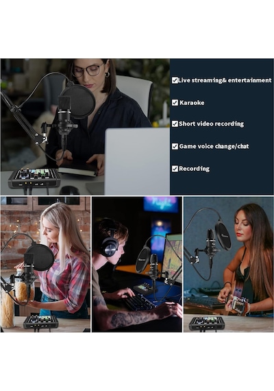 Ses Kartı Youtube Kick Podcast Ve Yayıncı, Ses Kartı, Dj Mikser, Taşınabilir Podcast Prodüksiyon Stüdyosu, Canlı Yayın, Kayıt, Oyun İçin Kondenser Ses Kartlı Mikrofon Mikseri P800-kd8