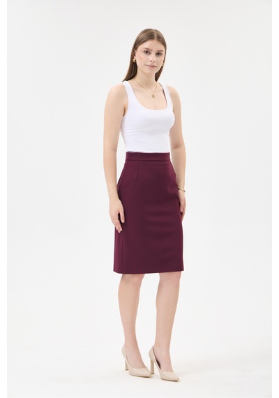 Velnara Moda Mürdüm Zamansız Klasik Kadın Takım Elbise-v Yaka Ceket & Kısa Kalem Etek Koyu Mürdüm - 927034372 Koyu Mürdüm