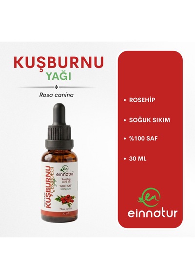 Kuşburnu Çekirdeği Yağı, 30 Ml, %100 Saf, Rosa Canina Seed Oil, Soğuk Sıkım, Cold Pressed