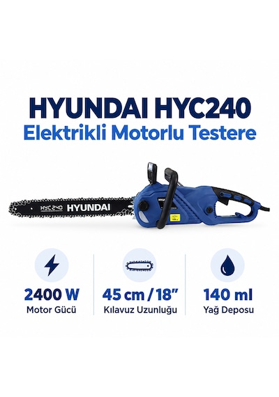 Hyundai HYC240 2400 W Elektrikli Ağaç Kesme Makinesi
