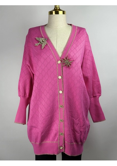 Ghisa Gh-26kobhrk3698-p Pembe Renk Gold Renk Detaylı Hırka Çok Renkli
