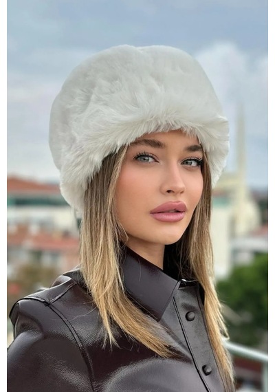 Emybox Kışlık Son Trend Kalpak Eskimo Rus Slav Tarzı Suni Kürk Tüylenmez Peluş Kalpak Şapka Bere Beyaz
