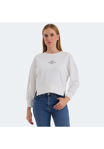 Slazenger VITAL Oversize Kadın Oversıze Beyaz Sweatshirt