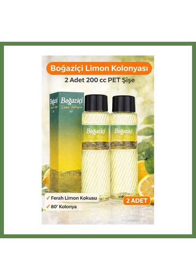 Bezos Boğaziçi Limon Kolonyası 200 Cc Pet Şişe 2 Adet 80 Ferahlatıcı Limon Kokulu Kolonya Hb006