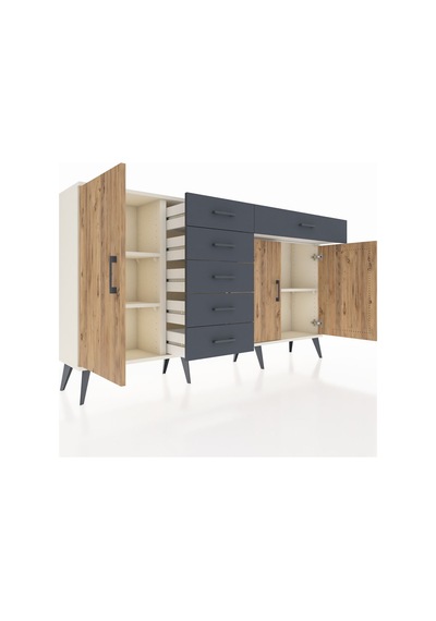 Arges Konsol 3 Raflı 6 Çekmeceli 3 Kapaklı 176x30x99 Aytaşı-çam/antrasit Atlas Çam/antrasıt - Aytası Arges Konsol 3 Raflı 6 Çekmeceli 3 Kapaklı 176x30x99 Aytaşı-çam/antrasit Atlas Çam/antrasıt - Aytası