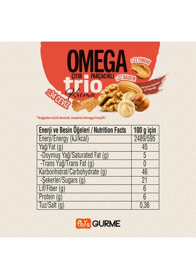 Pol's Gurme Omega Trio Çıtır Parçacıklı Krema 210 Gr