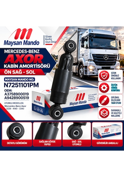 Mercedes Axor 3228 3340 4140 Ön Kabin Amortisörü Sağ Sol Maysan Mando N7251101pm A3758900019 A9428900519