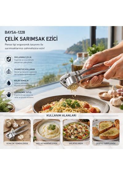 Paslanmaz Çelik Sarımsak Ezici Resimdeki