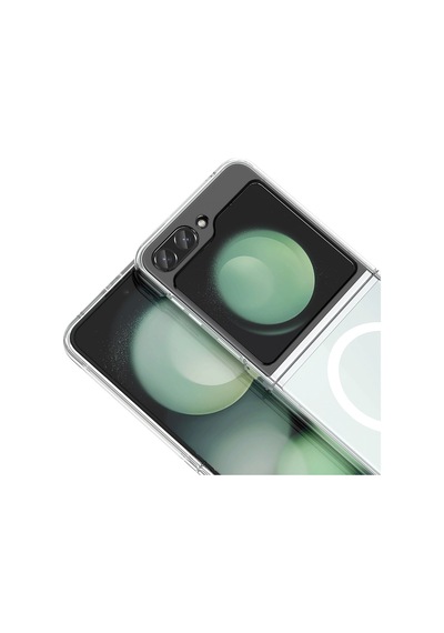 Samsung Uyumlu Galaxy Z Flip 5 Kamera Korumalı M-safe Şarj Özellikli Şeffaf Zore London Sert Pc Kapak - Şeffaf Şeffaf