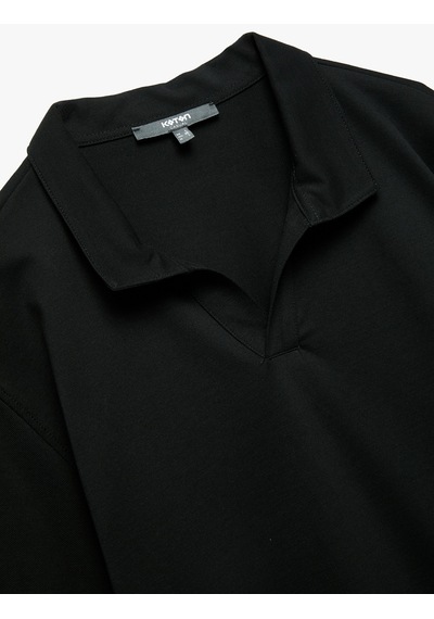 Koton Regular Fit Kısa Kollu Pike Kumaş Pamuklu Polo Yaka Tişört Siyah 6wam10027mk Siyah