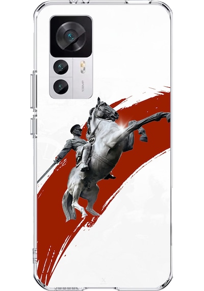 Xiaomi Mi 12t-12t Pro Uyumlu Şaha Kalkmış At Detaylı Atatürk Baskılı Silikon Kılıf Renkli