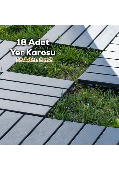 Porsima 1066 18li Bahçe Balkon Teras Zemin Döşemesi Karosu Antras