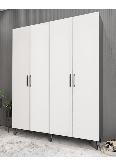 Duke 4 Kapaklı Ayakkabılık Füme Beyaz 180 Cm M2