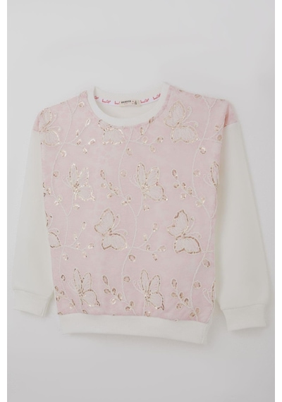 Breeze Kız Çocuk Sweatshirt Pullu Kelebek İşlemeli Tülü Çiçek Detaylı 8-12 Yaş, Pembe Pembe Breeze Kız Çocuk Sweatshirt Pullu Kelebek İşlemeli Tülü Çiçek Detaylı 8-12 Yaş, Pembe Pembe