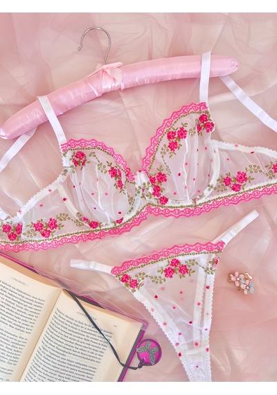 Arinda Gemma Çiçek Desenli Beyaz İşlemeli Brode Kapsız Balenli Bralette C Cup Sütyen Tanga Alt Üst Çamaşırı Takımı 2 Parça Arinda Gemma Çiçek Desenli Beyaz İşlemeli Brode Kapsız Balenli Bralette C Cup Sütyen Tanga Alt Üst Çamaşırı Takımı 2 Parça