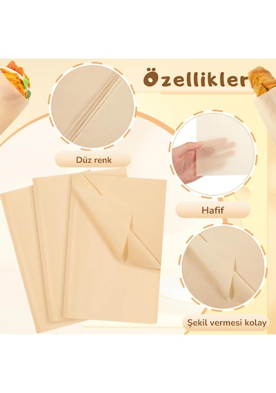 Kraft Pelur Kağıt - Hediye Ve Çiçek Paketleme Kağıdı, 25 Li Paket, 50x70 Cm