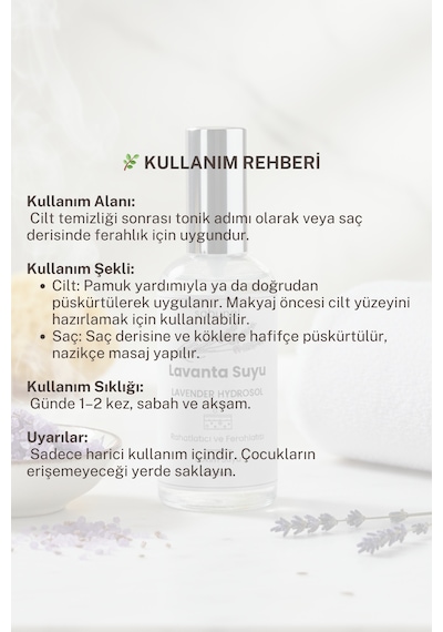 Lavanta Suyu 100 Ml Arındırıcı Ve Dengeleyici Cilt & Saç Toniği Hidrosol