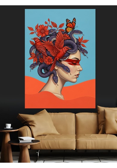 Ahşap Tablo Medusa Çizimi