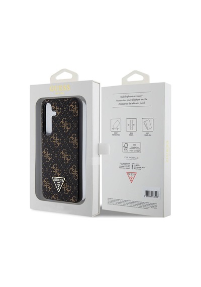 Galaxy S24 Plus Uyumlu Kılıf Guess Lisanslı Pu Üçgen Logo 4g Desenli Kapak Siyah