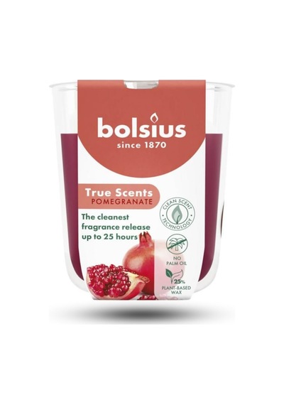 Nar Kokulu Bardakta Mum - Vegan & Doğal & Saf Koku Özlü -palmiye Yağı İçermez - 25 Saat Yanma Süresi - Kırmızı Renkte - 80mm/73mm