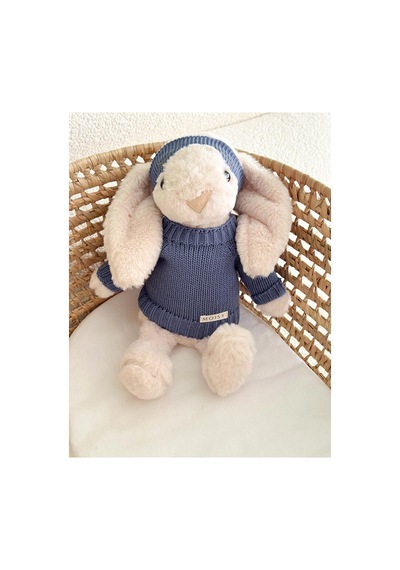 Knitzy Uyku Arkadaşı Peluş Tavşan 34 Cm - İndigo 3 Adet Çok Renkli