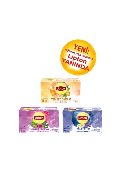 Lipton Günün Her Anında Yanında 3lü Bitki Çayı İyi Geceler + Yemek Sonrası + Tazelenme Zamanı
