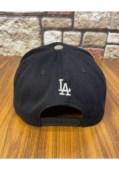 Hamze La Losangeles Nakışlı Hiphop Snapback Rapper Drip Şapka Cap Siyah - Bej