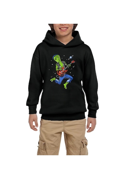 Zepplin Giyim Alien Guitar Siyah Çocuk Kapşonlu Sweatshirt