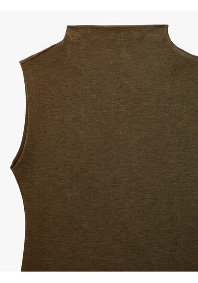 Koton Slim Fit Dik Yaka Kolsuz Bluz Kahverengi 6sak10008pk Kahve