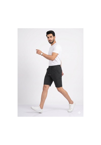 Modmen Çizgili Erkek Şort Siyah