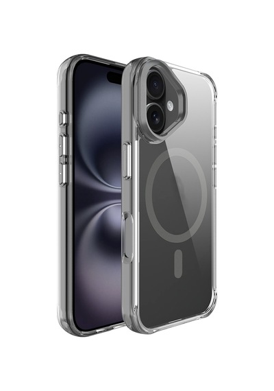 Apple Uyumlu iPhone 17 Kılıf M-safe Şarj Özellikli Airbagli Kamera Standlı Zore Azor Kapak - Koyu Gri Koyu Gri