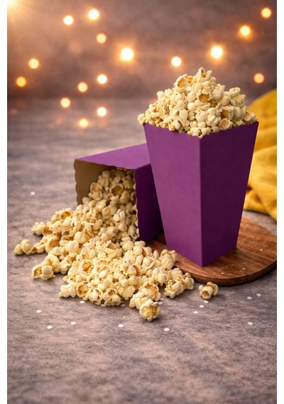 Karton Mor Popcorn Kutusu 8x11,5 Cm 8 Adet Patlamış Mısır Kutusu Doğum Günü Parti Baby Shower Süs Tüm Yaşlar