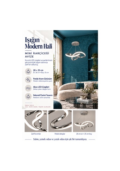 Mini Kar Çiçeği Küçük Modern Ledli Avize 3 Renk Power Ledli Krom Kaplama Kumandalı Çoçuk Odası Yatak Odası Mutfak