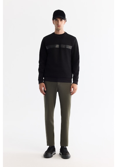 Avva Erkek Siyahbisiklet Yaka Pamuklu Baskılı Elastan Regular Fit Sweatshirt A42y1260 Siyah