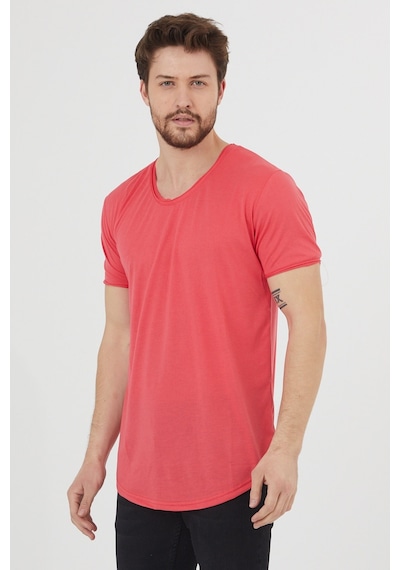 Tarz Cool Pis Yaka T-shirt Koyu Nar