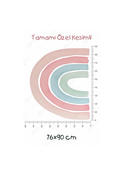 MSticker Soft Pastel Tonlarda Büyük Boy Gökkuşağı Çocuk Odası Sticker Seti