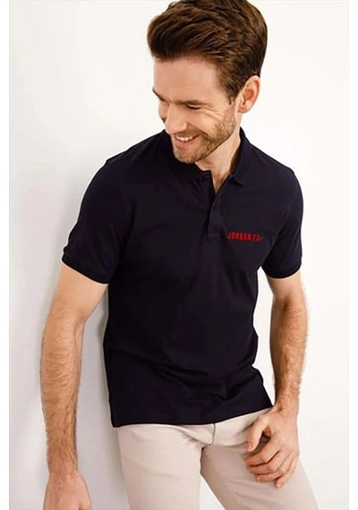 Freedom Store Erkek Pike Polo Yaka Tişört Düğmeli Baskılı T-shirt - Beyaz Siyah